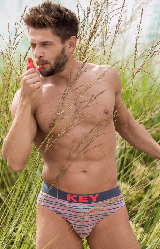 Key męski slipy w paski 2-Pack MPP 326 B22, Kolor multicolour, Rozmiar L, Key - Intymna