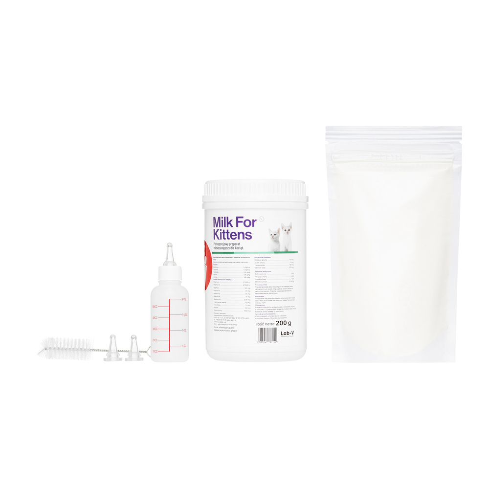 LAB-V Milk For Kittens - mleko dla kociąt  200g-Zestaw z butelką i smoczkami