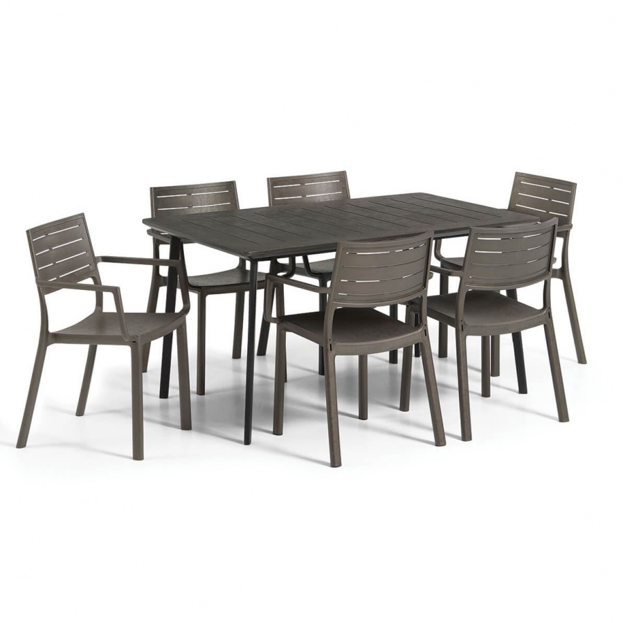 Zestaw mebli na taras metaline 6+1 : kolor - bronze BK-013412