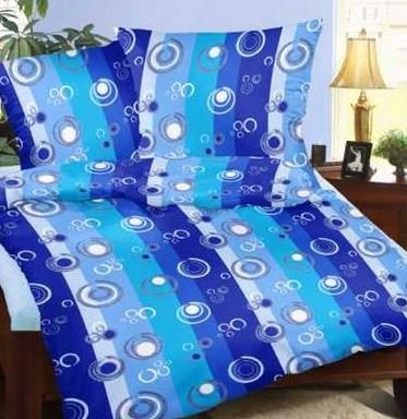 Pościel z kory 160x200 Księżyce niebieskie kółka guziki 100% bawełna