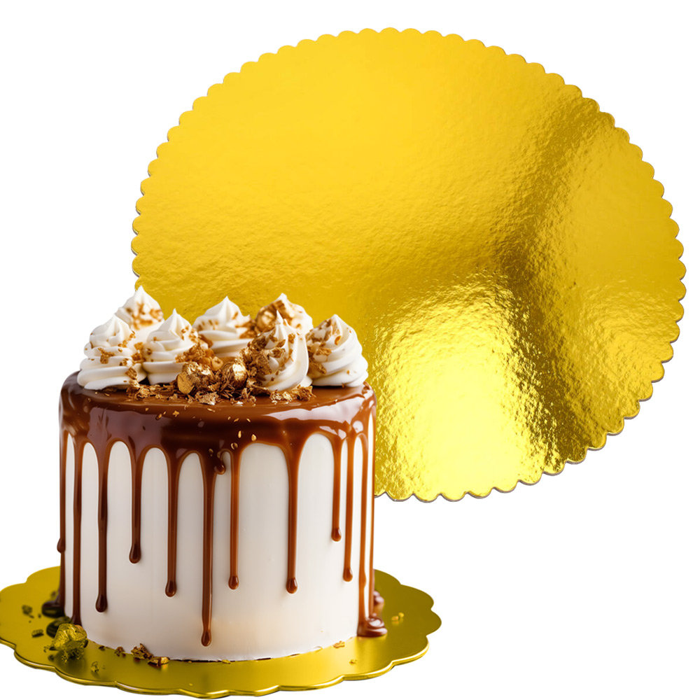 Podkład Pod Tort Złoty Karbowany Podkładka Okrągła Na Ciasto Ślub 30cm