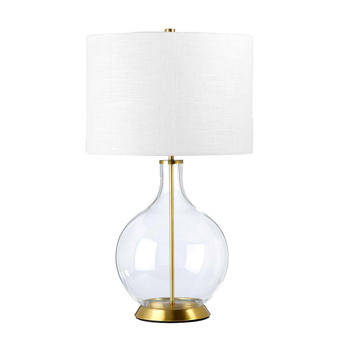 Lampa stołowa szklana mosiężna z białym abażurem Orb E27  60W Elstead
