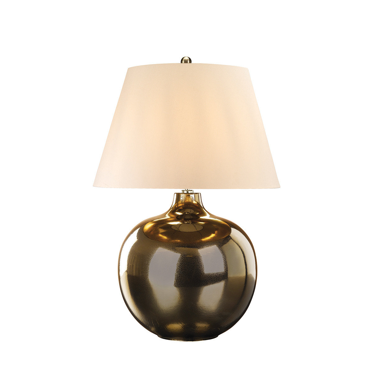 Lampa stołowa porcelanowa brązowa metaliczna kremowa Ottoman E27 60W Elstead