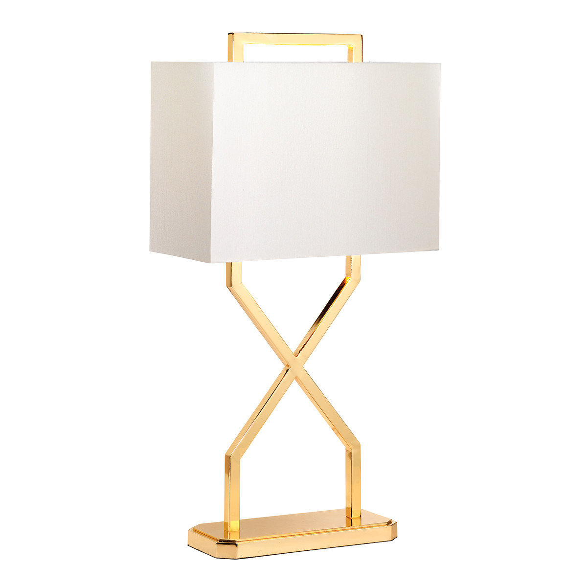 Lampa stołowa złota z białym abażurem Cross E27 60W Elstead