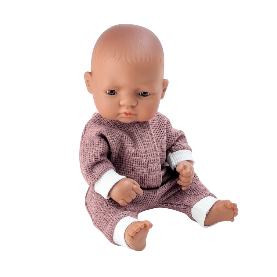 Śpioszki bez stópek dla lalki Minikane 28 cm i Miniland 32 cm zgaszony fiolet