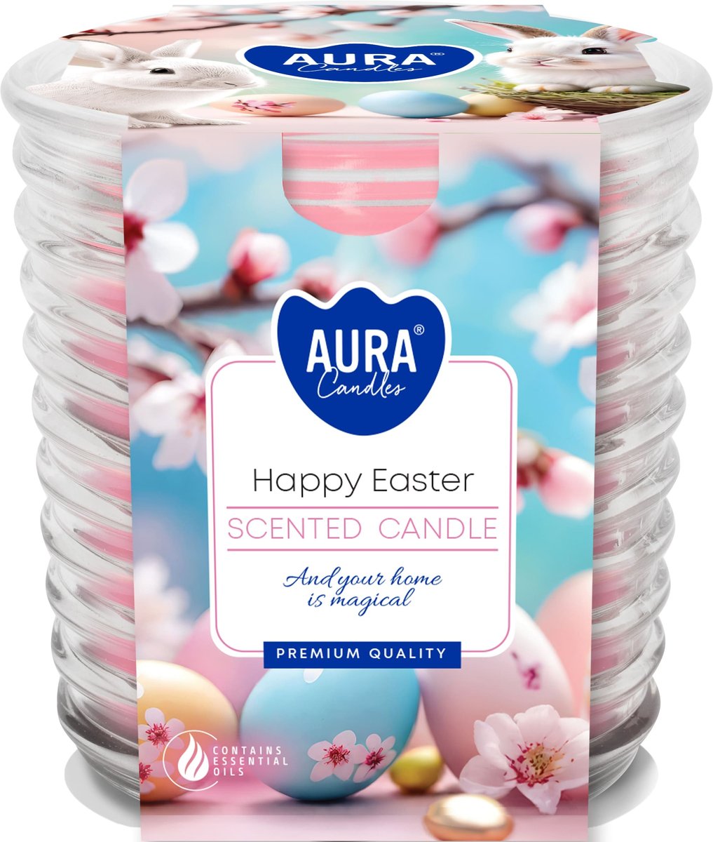 Świeca zapachowa w szkle BISPOL Aura 28H WIELKANOC