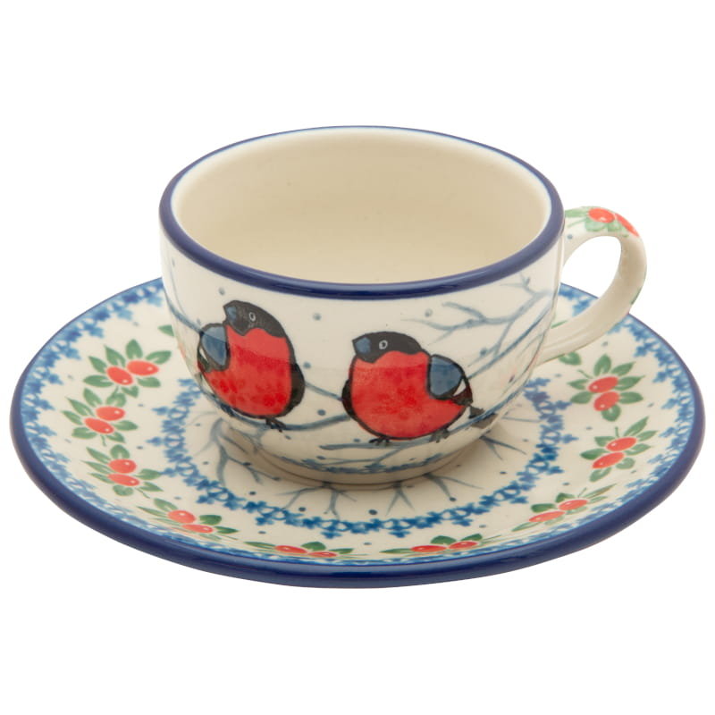 FILIŻANKA podwójne espresso 100 ml ze spodkiem - Ceramika Artystyczna Bolesławiec