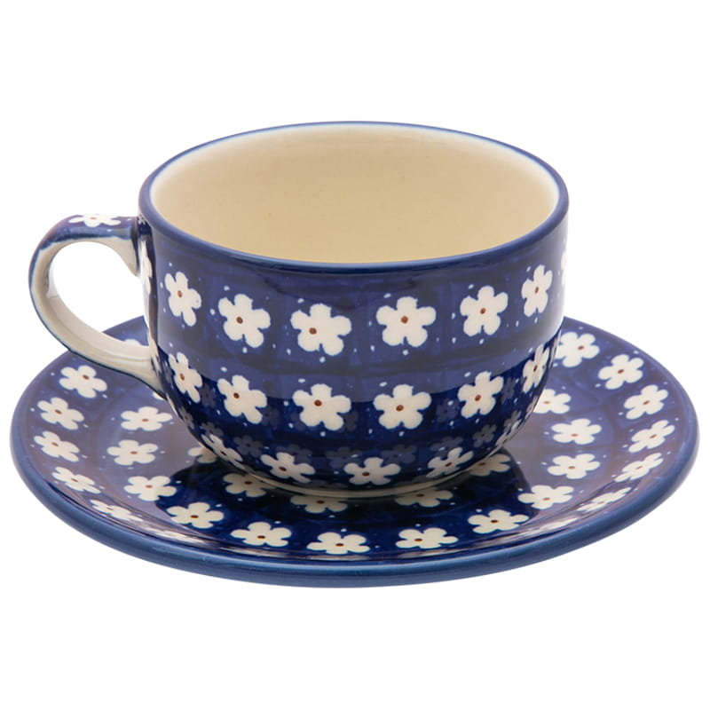 FILIŻANKA do herbaty kawy 200 ml ze spodkiem - Ceramika Artystyczna Bolesławiec