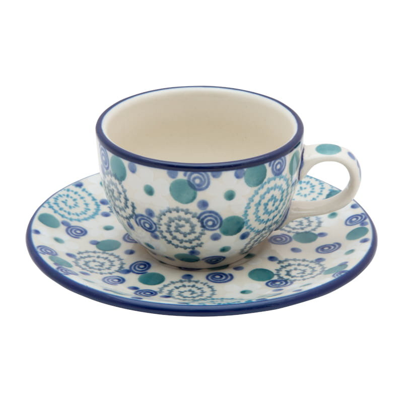 FILIŻANKA podwójne espresso 100 ml ze spodkiem - Ceramika Artystyczna Bolesławiec