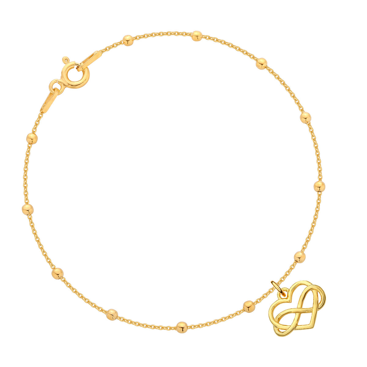 Bransoletka pozłacana - serce i nieskończoność