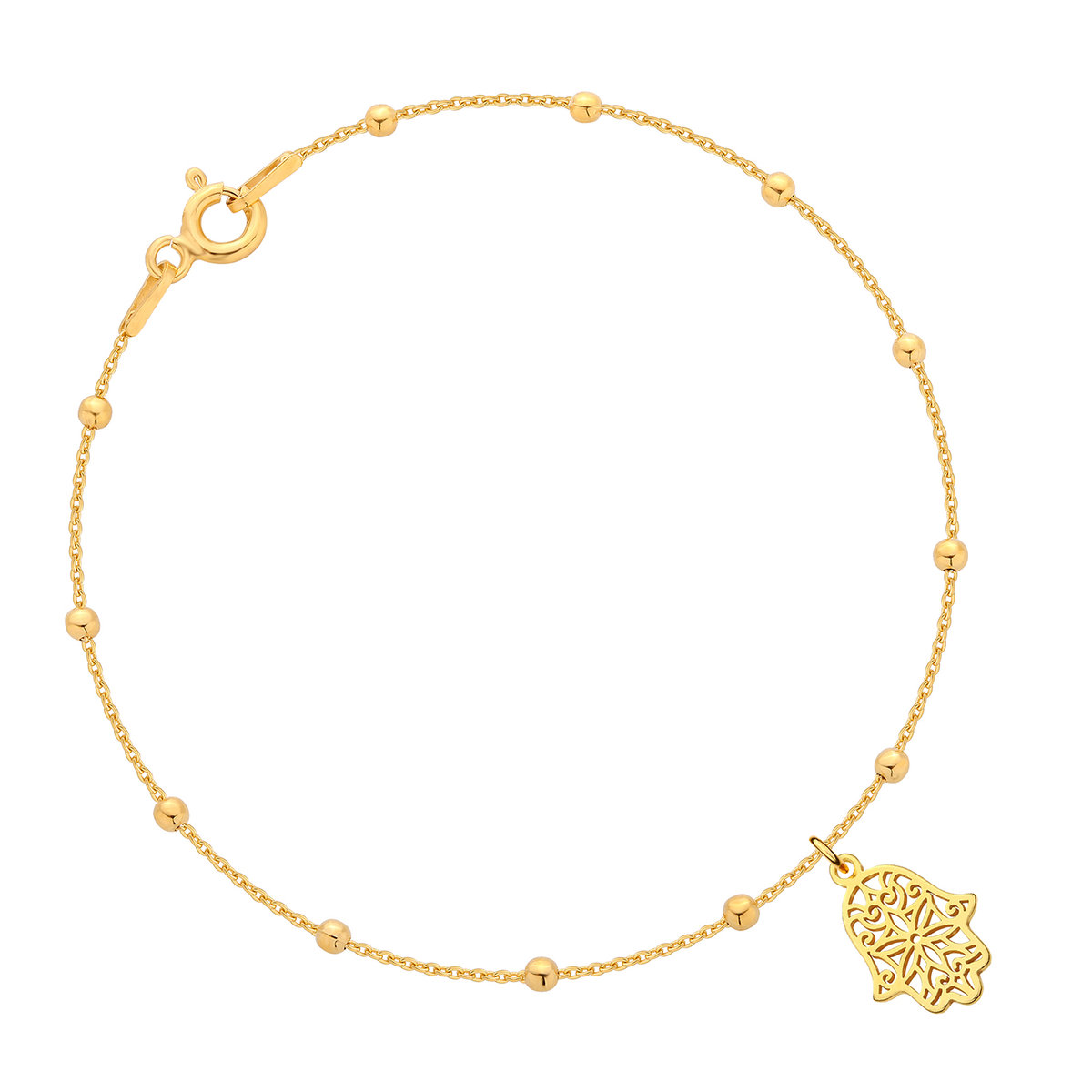 Bransoletka pozłacana z ręką fatimy (hamsa)