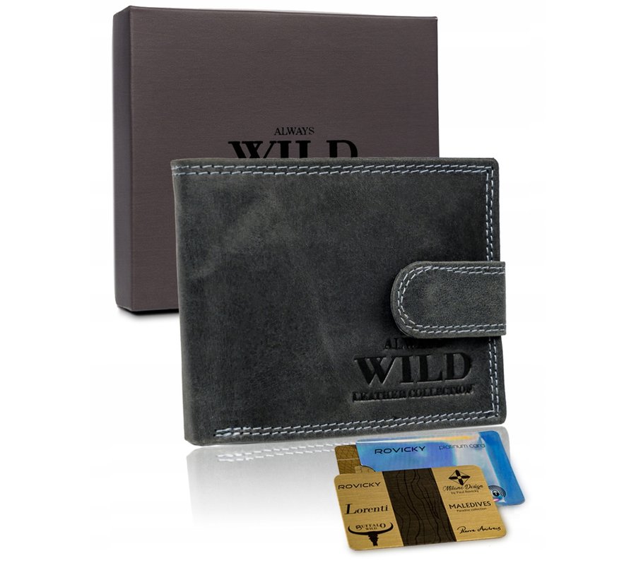 Skórzany męski portfel Wild N0035L-CHM RFID