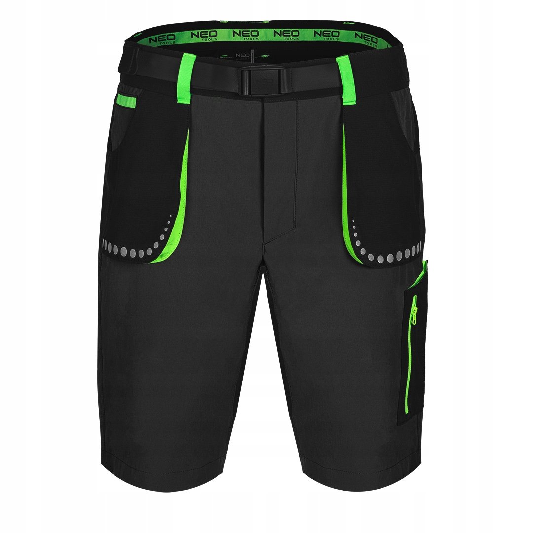 Krótkie spodnie spodenki PREMIUM + pasek 4 way stretch, czarne, rozmiar M NEO 81-277-M