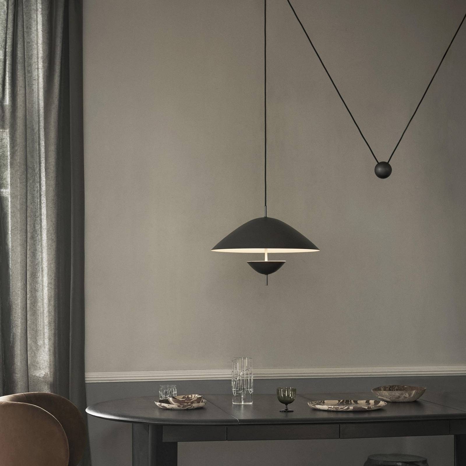 ferm LIVING Lampa wisząca Lod, czarny, żelazo, Ø 50 cm