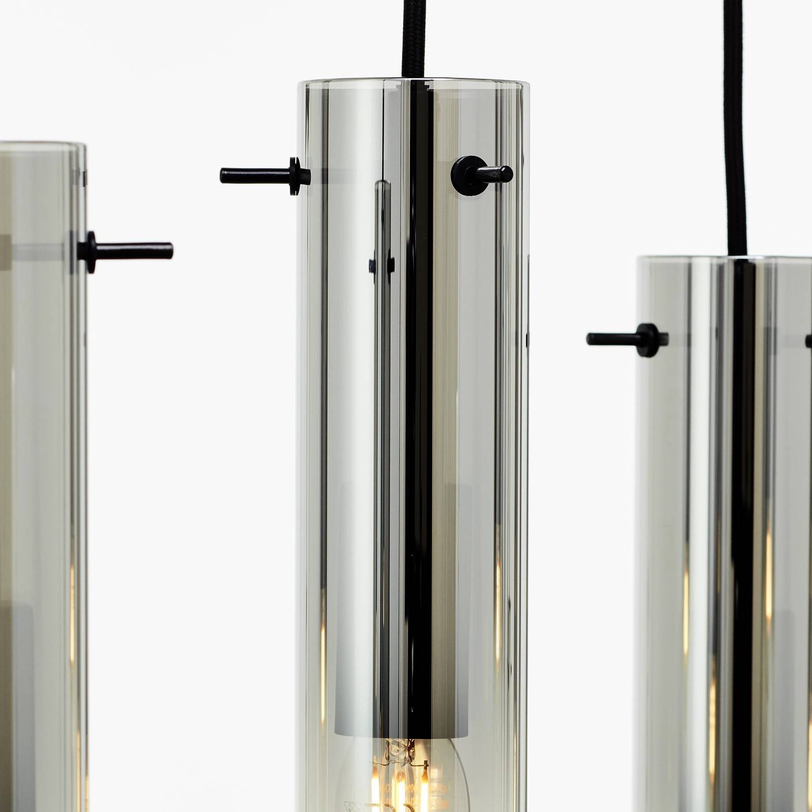 Brilliant Lampa wisząca Glasini, długość 80 cm, dymny szary, 8-punktowa, szkło