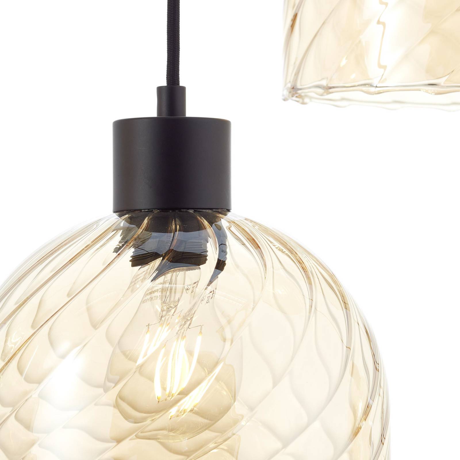 Brilliant Lampa wisząca Casto, długość 95 cm, bursztynowa, 6-punktowa, szkło