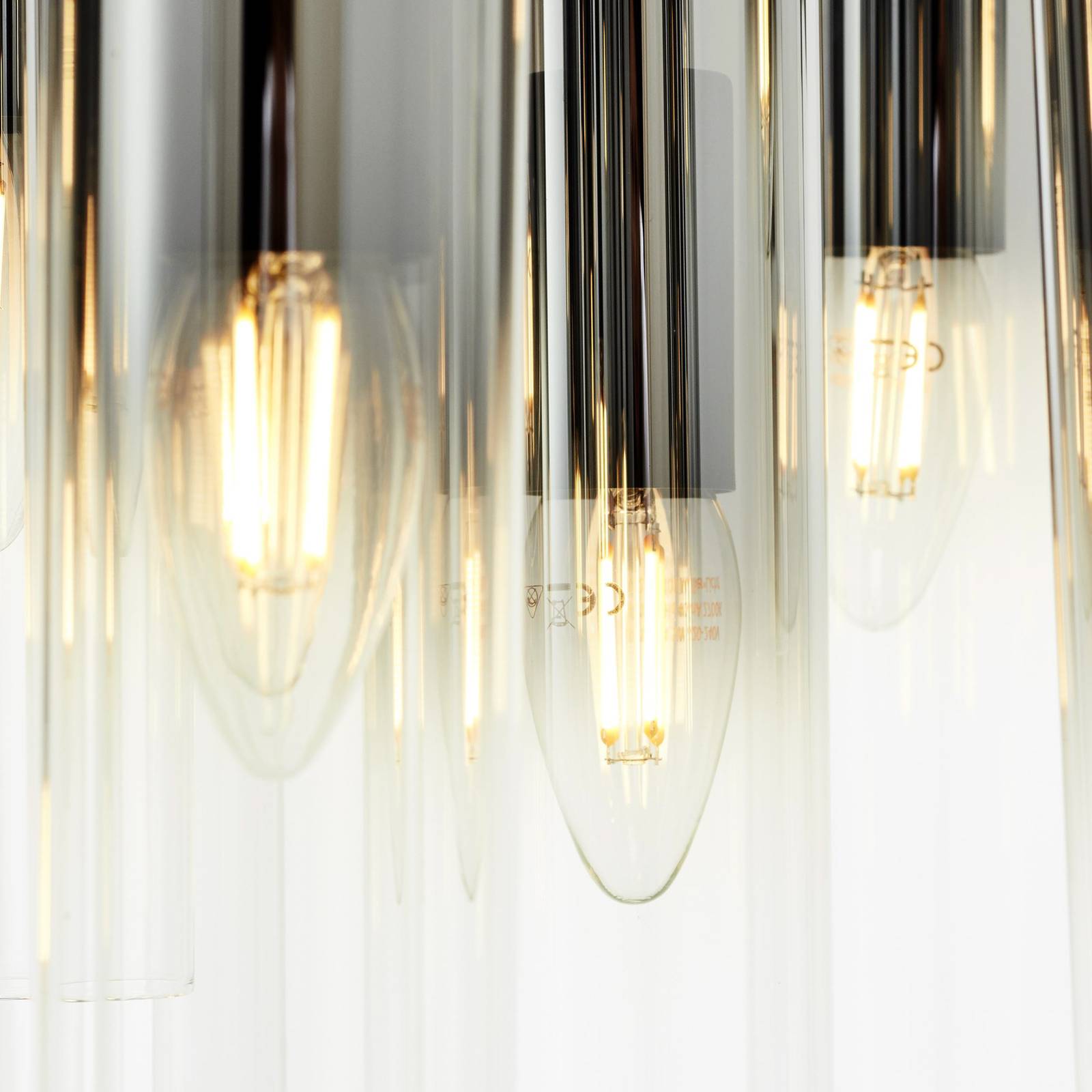 Brilliant Lampa wisząca Glasini, Ø 52 cm, dymny szary, 14 świateł, szkło