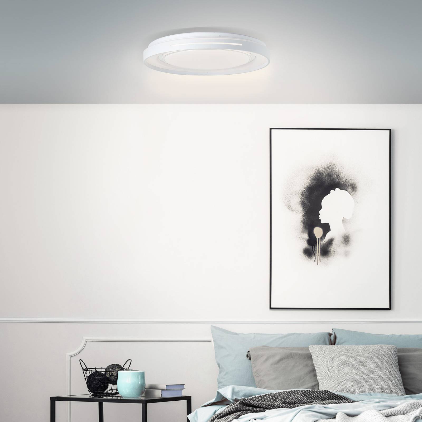 Brilliant Lampa sufitowa LED Barty, biały/chrom, Ø 48,5 cm, CCT, metal