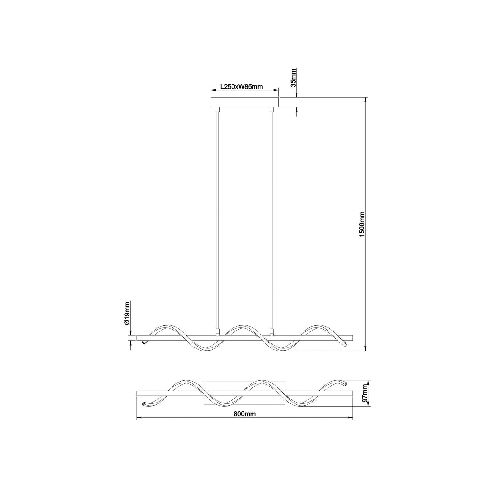 Brilliant Lampa wisząca LED Eunice, długość 80 cm, czarny, metal