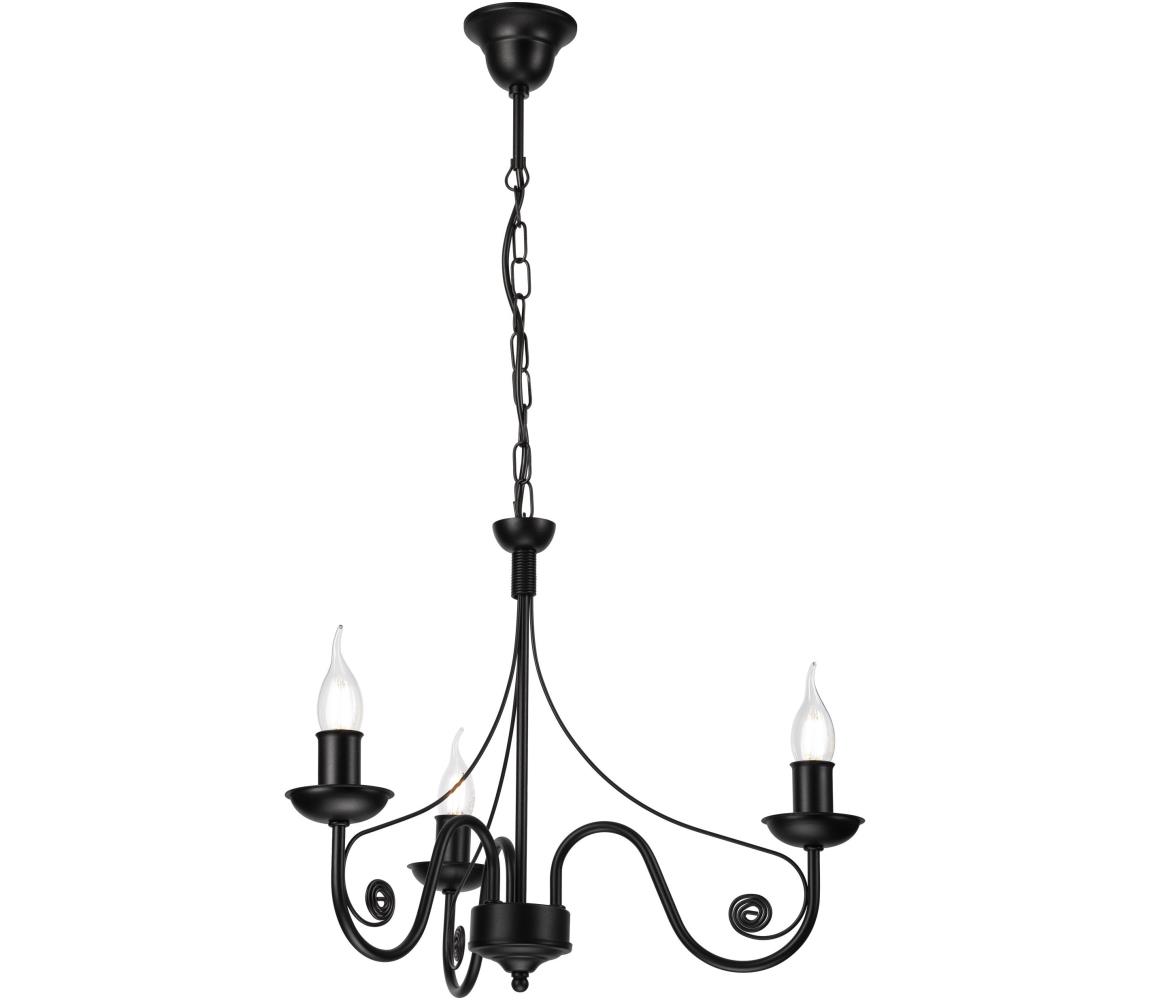 Żyrandol na łańcuchu DONATO 3xE14/40W/230V czarny