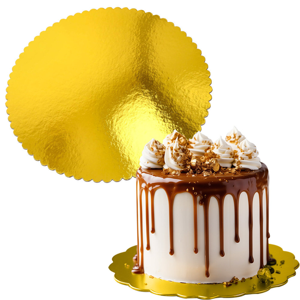 Podkład Pod Tort Okrągły Podkładka Na Ciasto Ślub Urodziny Złoto 25cm