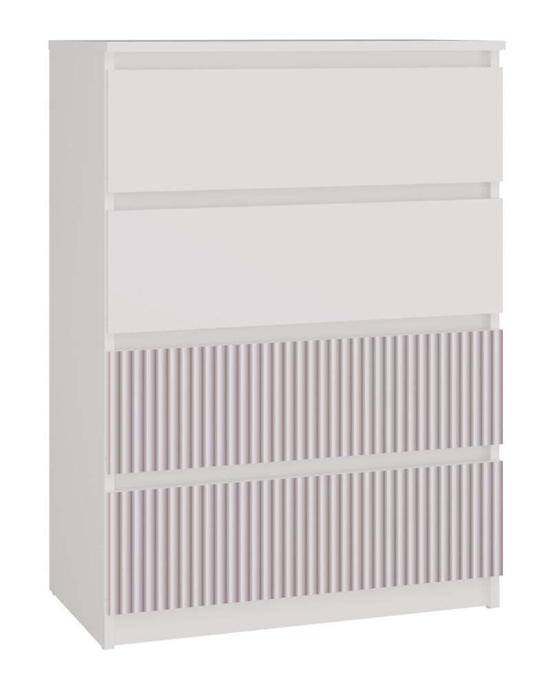 Komoda z 4 szufladami, Malwa, 70x40x97 cm, biały, różowy