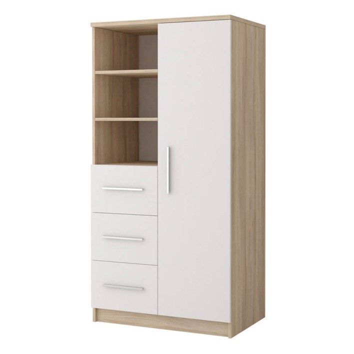 Regał OMEGA III 3S1D - 05 Biały/Dąb sonoma