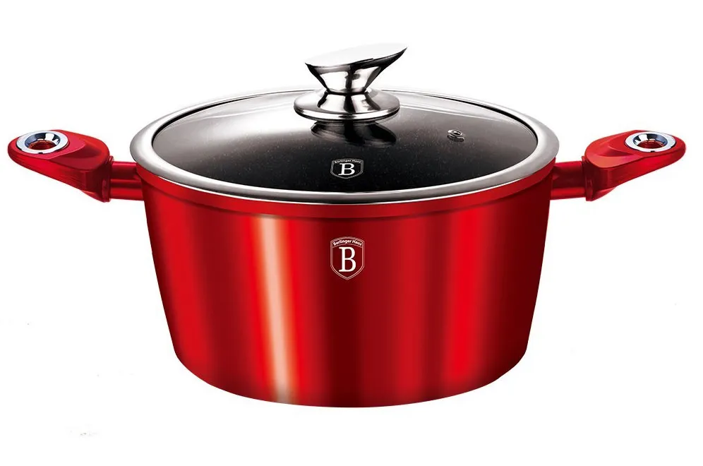 Czerwony garnek z powłoką granitową na indukcję C4-D80