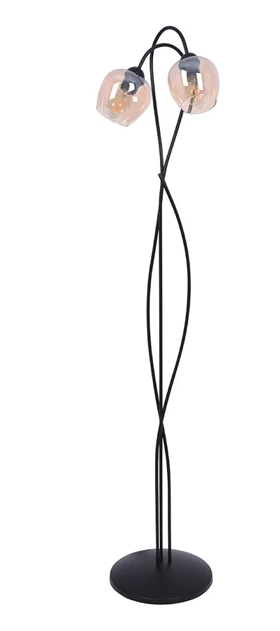 Czarno-bursztynowa dekoracyjna lampa stojąca - A569 S5-P45