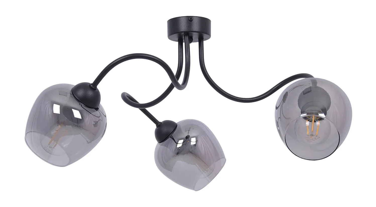 Czarno-grafitowy trzyramienny żyrandol - 7X A566 Z7-M93