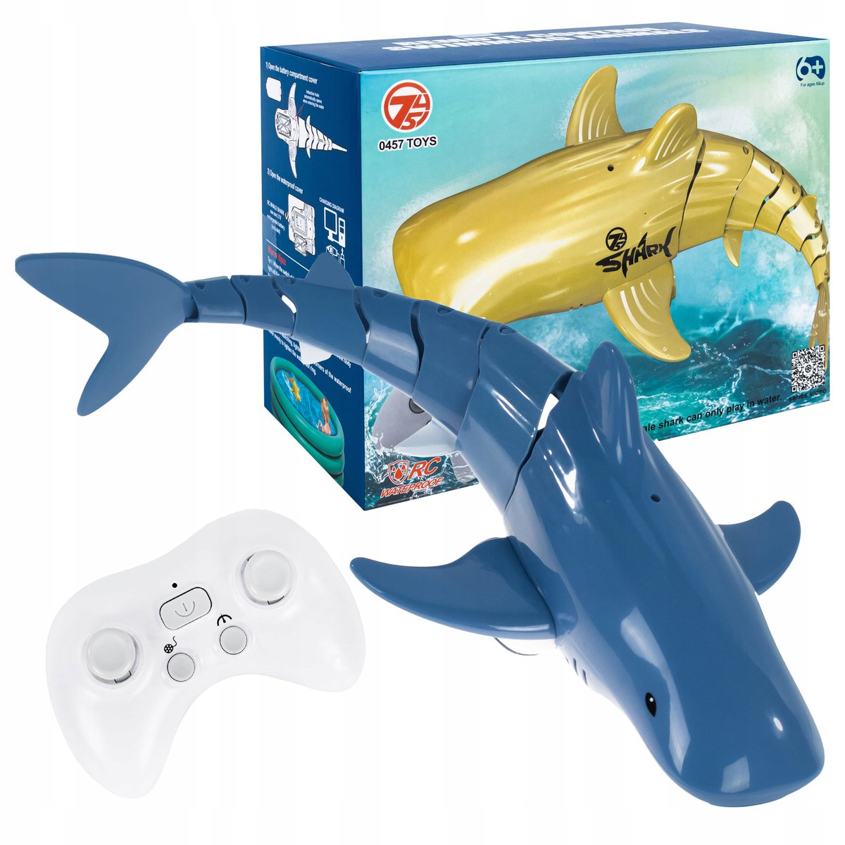 Zdalnie Sterowany Rekin Pływający Rc Duży Ryba Do Wanny Shark + Pilot