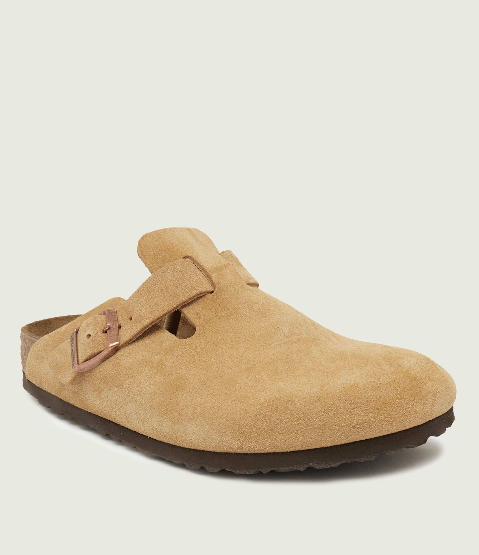 Birkenstock Mule Boston VL Latte narrow fit zamsz