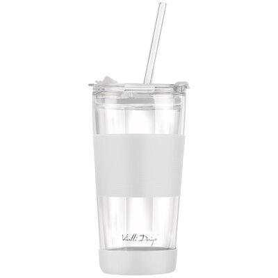 kubek termiczny szklany ze słomką 600ml FUORI biały
