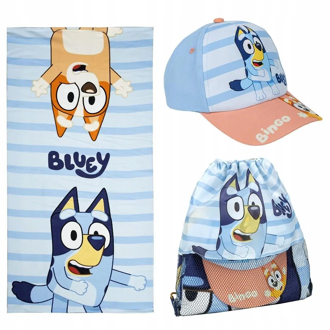 Piesek Bluey Ręcznik Kąpielowy Czapka Worek Zestaw Plażowy