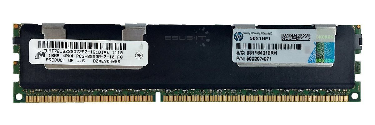 Pamięć RAM 1x 16GB Micron ECC REGISTERED DDR3 4Rx4 1066MHz PC3-8500 RDIMM | MT72JSZS2G72PZ-1G1
