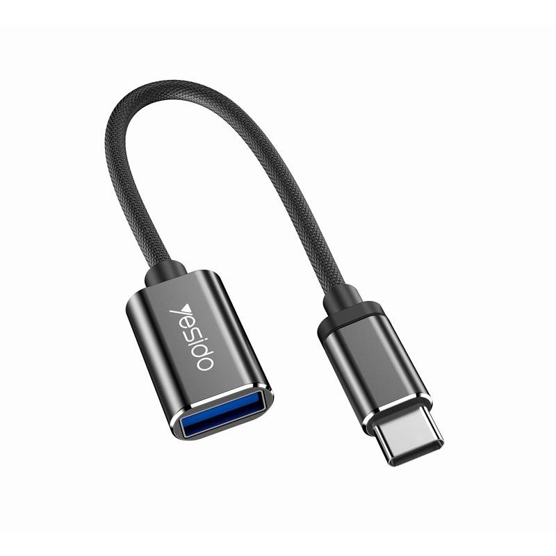 Yesido Adapter OTG GS01 Type-C Male - USB Female, 10cm, BLACK / CZARNY
