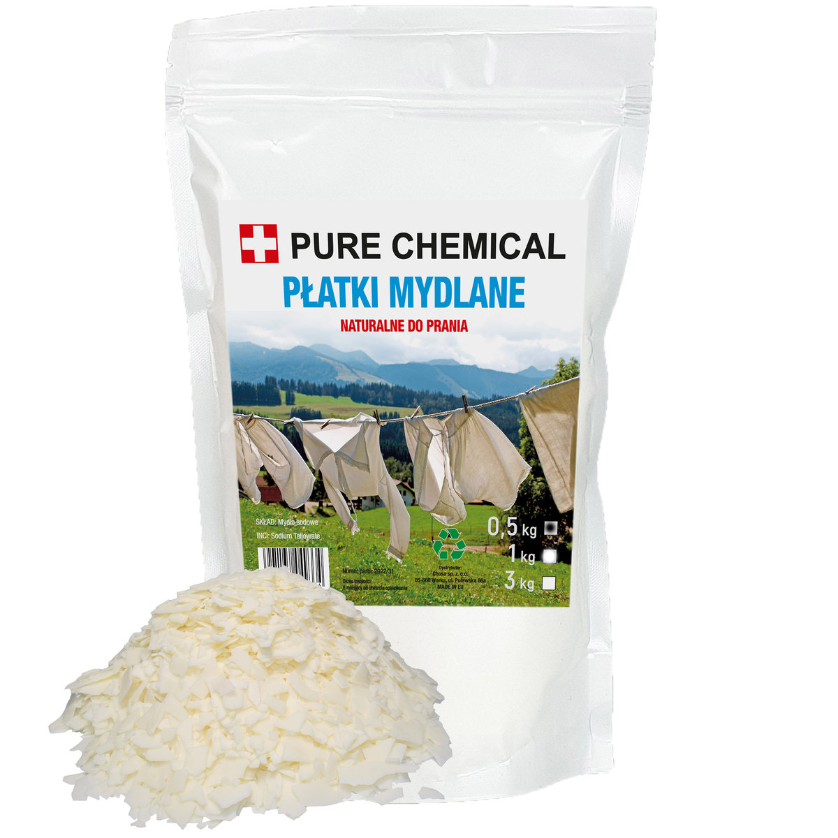 PŁATKI MYDLANE DO PRANIA MYDŁO W PROSZKU NATURALNE 0,5kg 500g