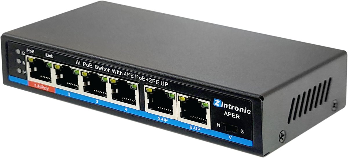 SWITCH POE Zintronic APER 4FE x POE + 2FE UPLINK 65W