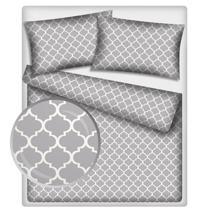 Pościel bawełniana 140x200 maroko szare