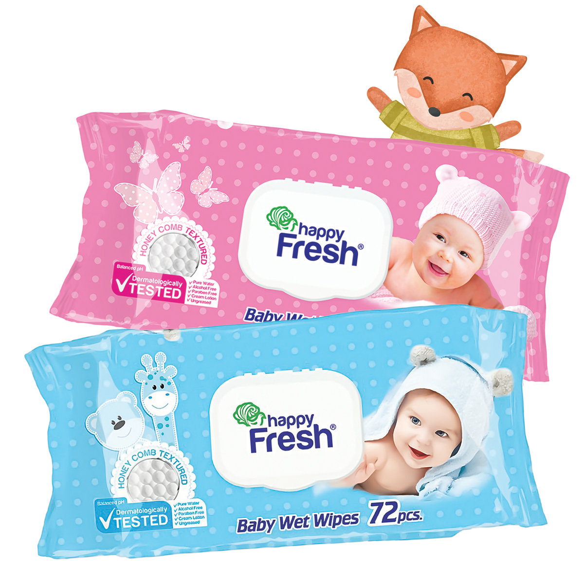 Chusteczki Nawilżane Happy Fresh ZESTAW 12 x 72szt