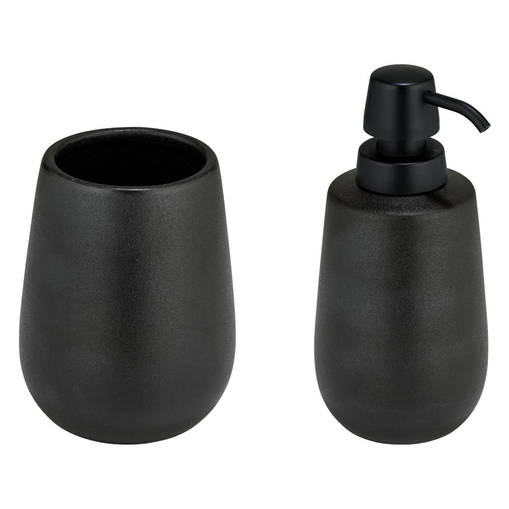 Czarny ceramiczny zestaw akcesoriów łazienkowych Nerno – Wenko