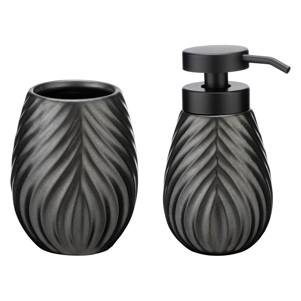 Antracytowy ceramiczny zestaw akcesoriów łazienkowych Idro – Wenko