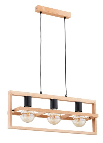 Rezon lampa wisząca 3xE27 czarna/drewno 62464