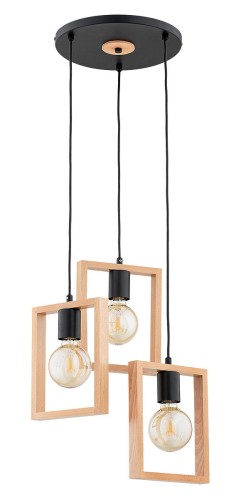 Rezon lampa wisząca 3xE27 czarna/drewno 62465
