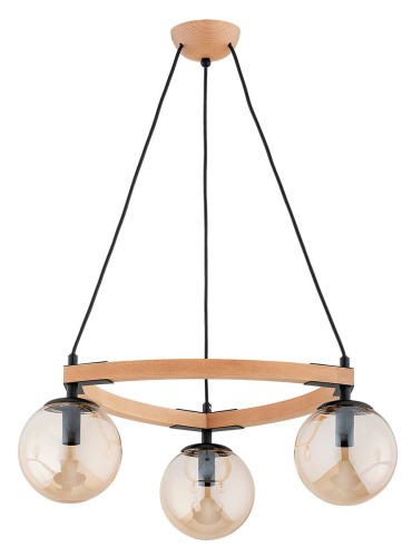 Adina lampa wisząca 3xE14 jasne drewno/bursztynowy 62462