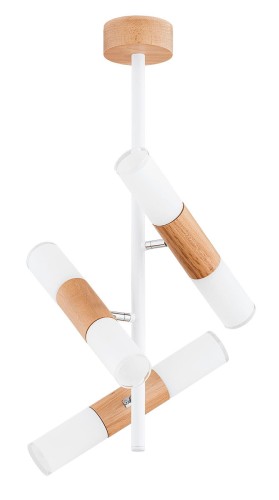 Hiroco lampa wisząca 6xG9 biała/drewno 63264