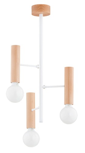 Flara lampa wisząca 3xE27 biała/drewno 62459