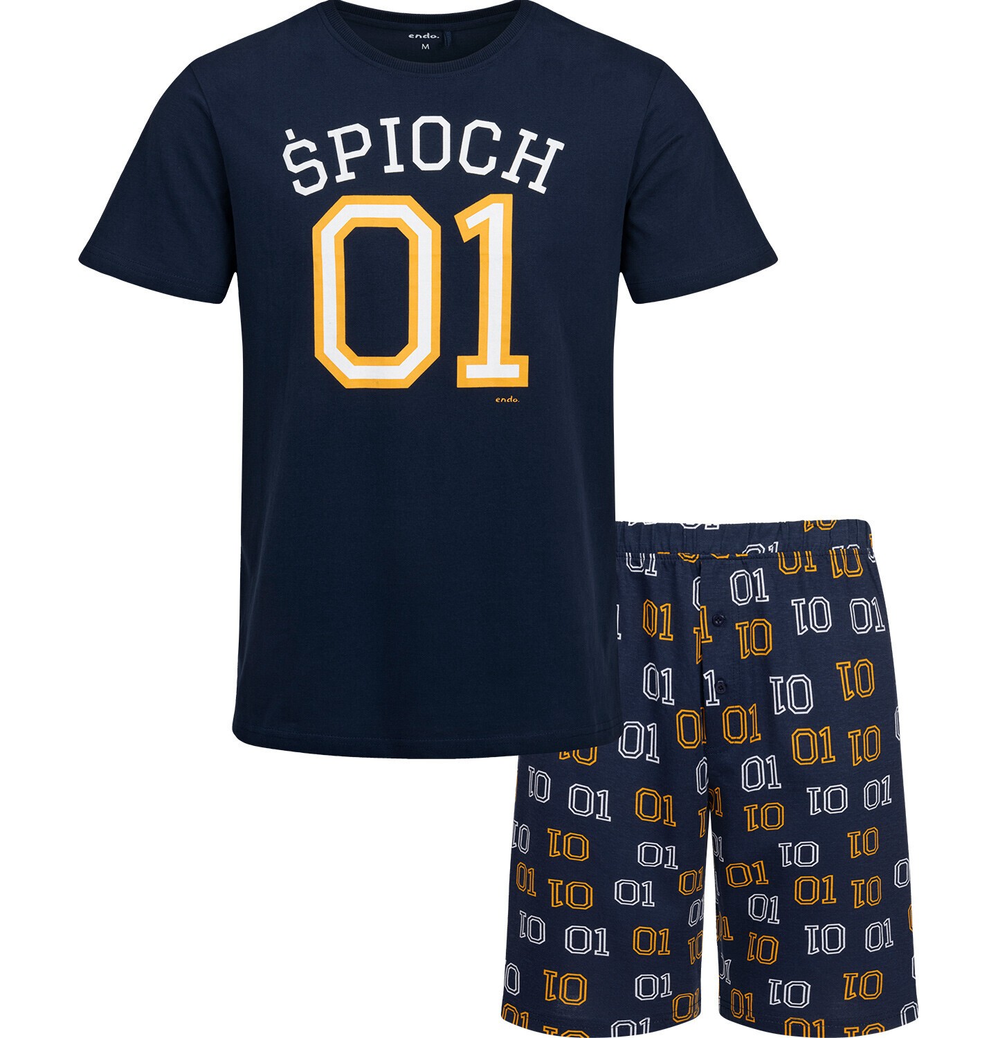 Męska piżama z krótkim rękawem, z napisem 