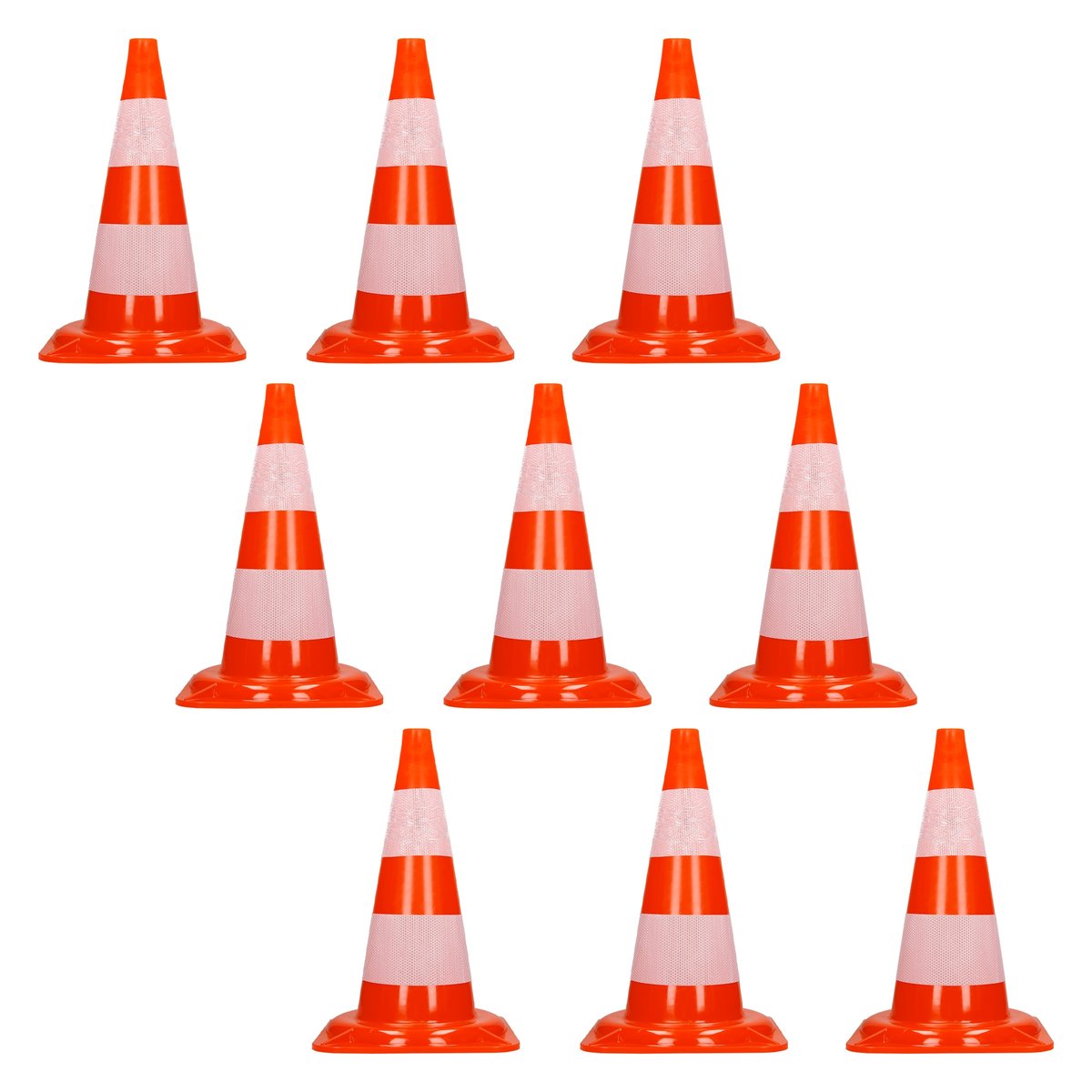 Zestaw 9 pachołków ostrzegawczych Pachołki ostrzegawcze Pachołki drogowe Pylon bezpieczeństwa 47 cm