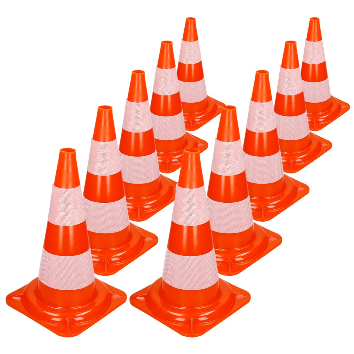 Zestaw 10 pachołków ostrzegawczych Pachołek ostrzegawczy Pachołek drogowy Pylon bezpieczeństwa Pachołek 47 cm